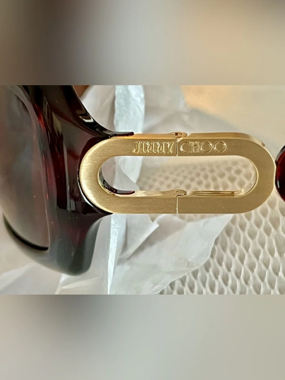 JIMMY CHOO SUNGLASSES, CASE & LOGO CLOTH